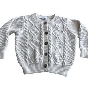Gil & Niya girsl ecru neutral cable knit cardigan sweater 12 months